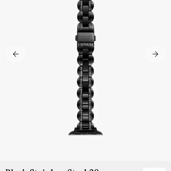 Kate Spade Glossy Black Stainless Steel Apple Watch Band fits 38-44mm - Picture 2 of 4